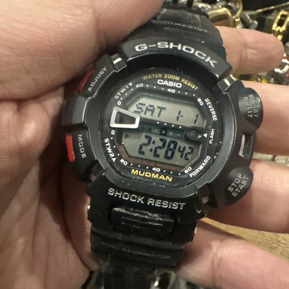 Working VTG Casio G-Shock Mudman G-9000 46mm Digital Mens Watch-EVERYTHING WORKS